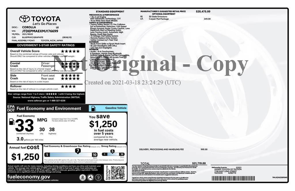 used 2021 Toyota Corolla car, priced at $19,575