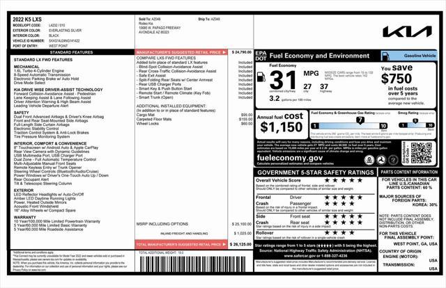 used 2022 Kia K5 car, priced at $20,973