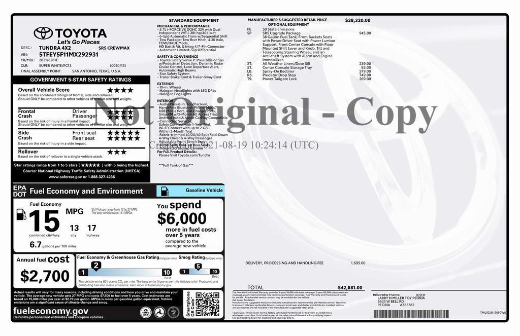 used 2021 Toyota Tundra car, priced at $36,773