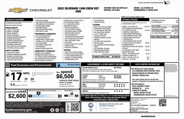 used 2022 Chevrolet Silverado 1500 car, priced at $47,673