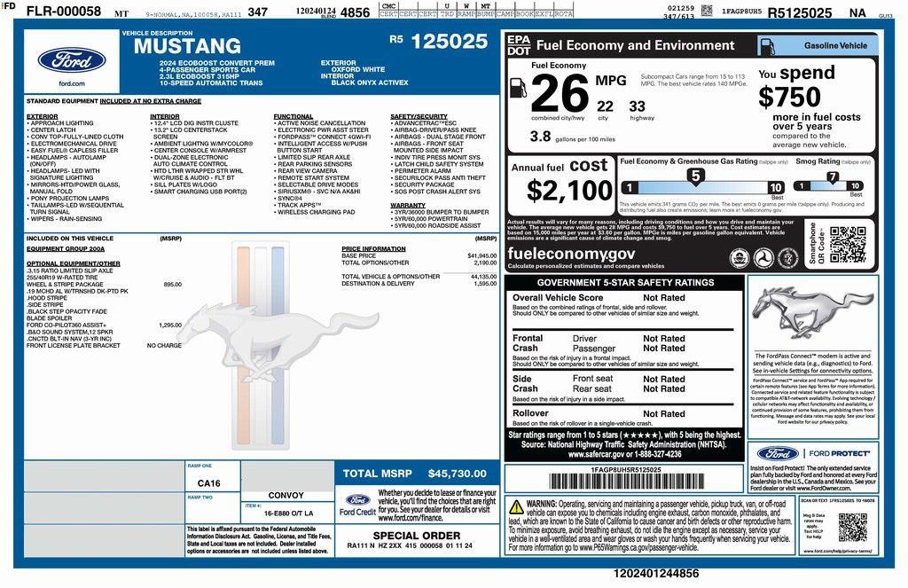 used 2024 Ford Mustang car, priced at $33,573