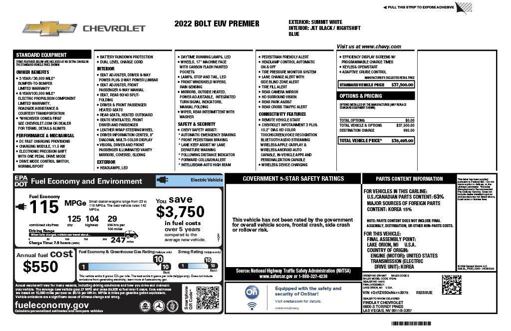 used 2022 Chevrolet Bolt EUV car, priced at $18,673