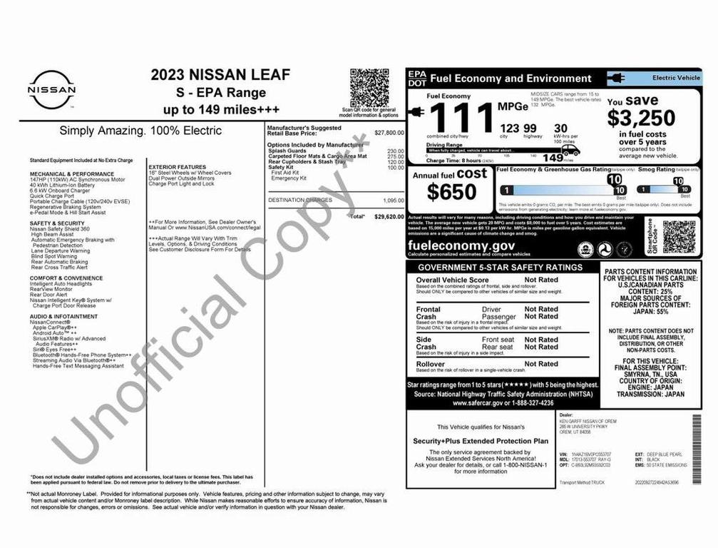 used 2023 Nissan Leaf car, priced at $12,573
