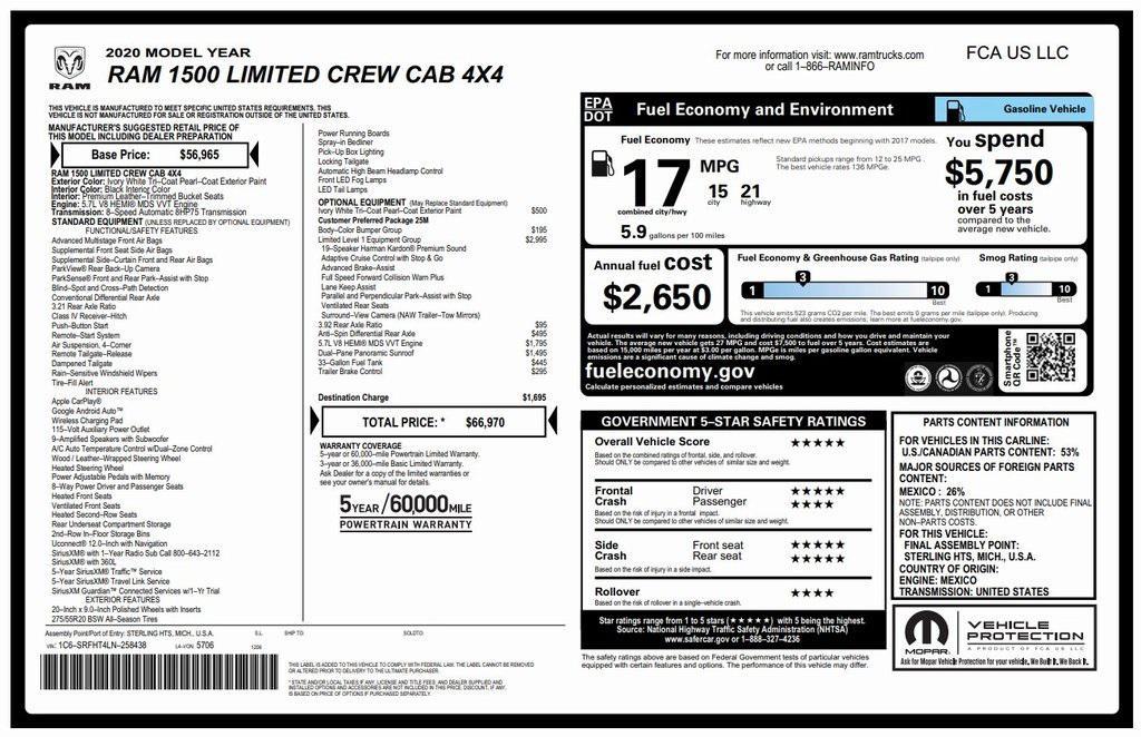 used 2020 Ram 1500 car, priced at $44,573