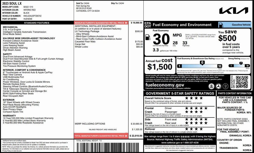used 2023 Kia Soul car, priced at $15,575