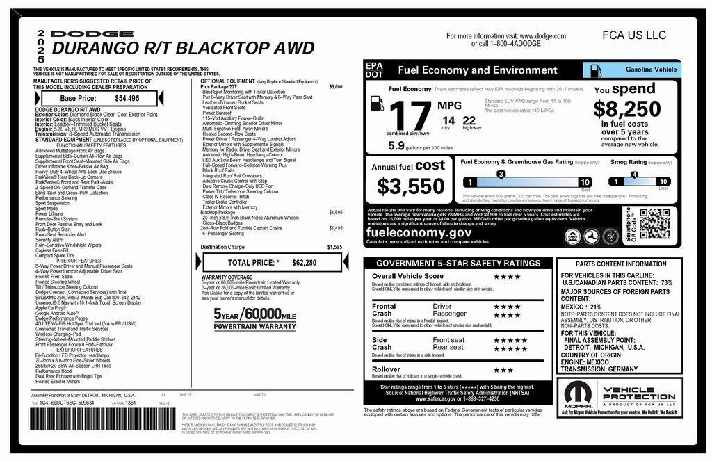 used 2025 Dodge Durango car, priced at $46,973