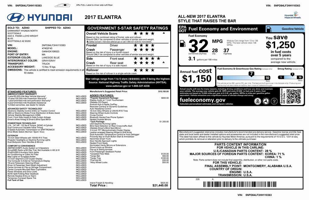 used 2017 Hyundai Elantra car, priced at $10,673