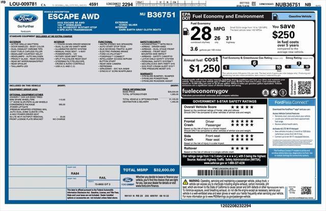 used 2022 Ford Escape car, priced at $19,573