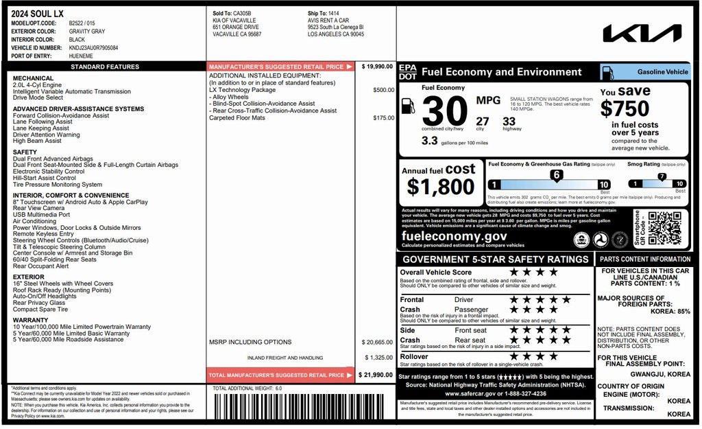 used 2024 Kia Soul car, priced at $16,273
