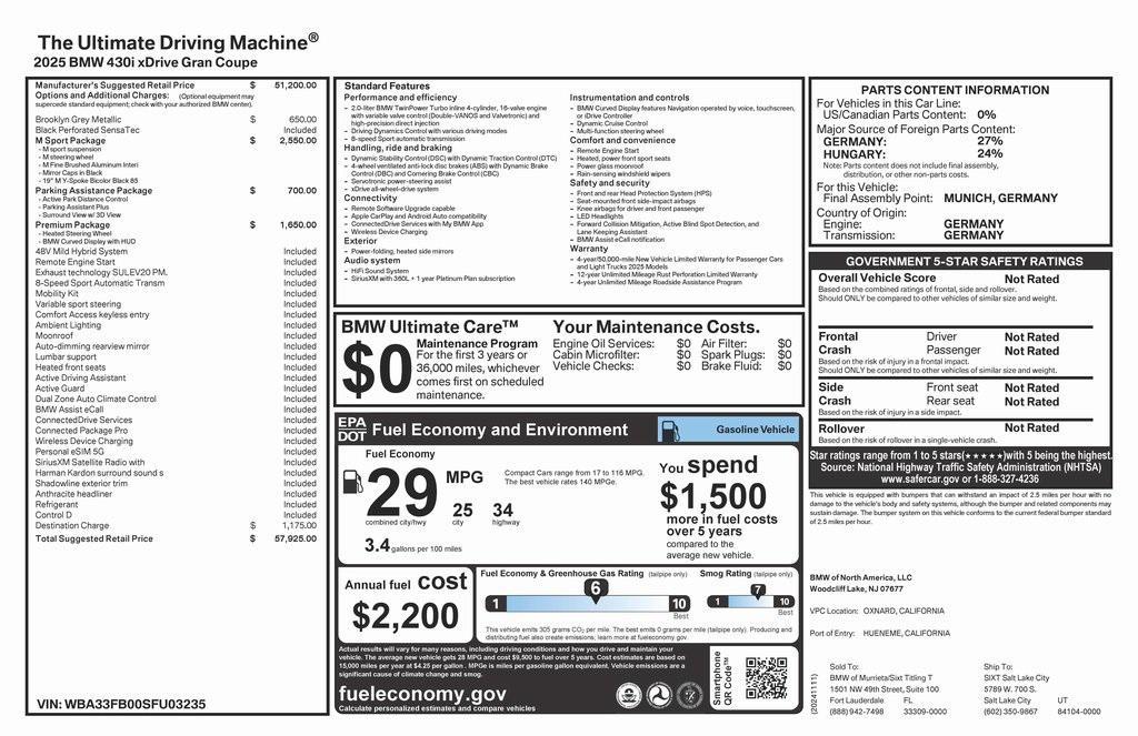 used 2025 BMW 430 Gran Coupe car, priced at $41,573