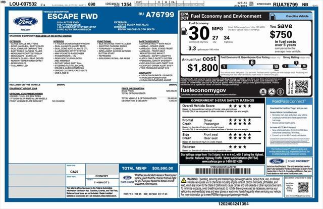 used 2024 Ford Escape car, priced at $20,673