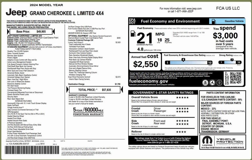 used 2024 Jeep Grand Cherokee L car, priced at $32,973