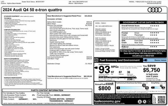 used 2024 Audi Q4 e-tron car, priced at $35,675