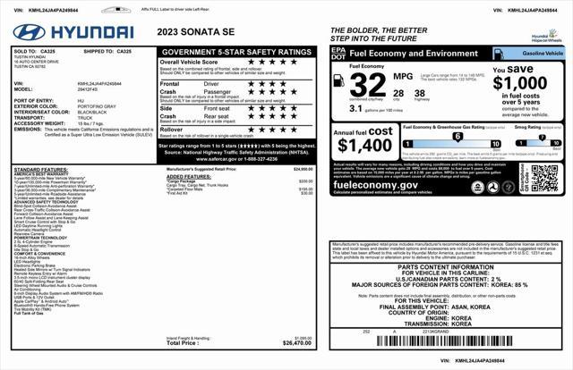 used 2023 Hyundai Sonata car, priced at $18,675