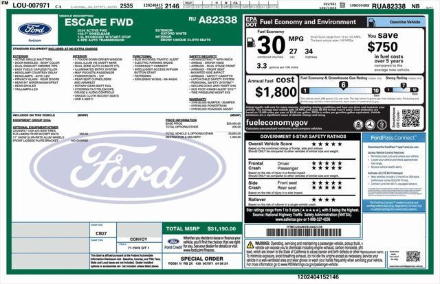 used 2024 Ford Escape car, priced at $23,673