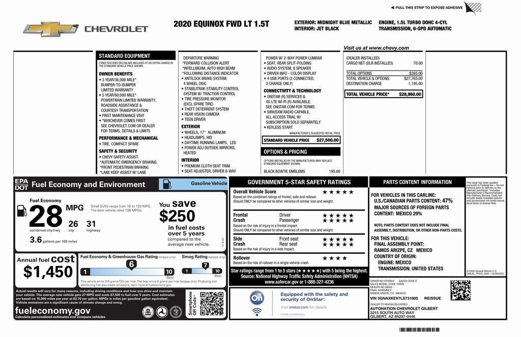 used 2020 Chevrolet Equinox car, priced at $13,573