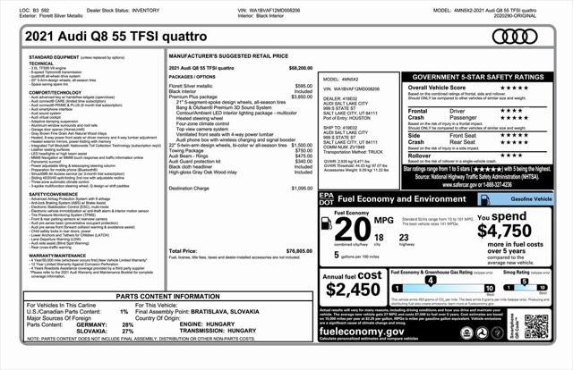 used 2021 Audi Q8 car, priced at $43,973