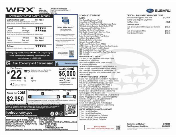 used 2024 Subaru WRX car, priced at $31,973