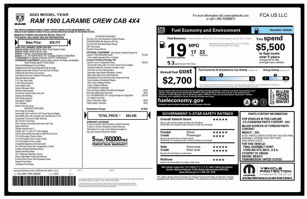 used 2023 Ram 1500 car, priced at $40,573