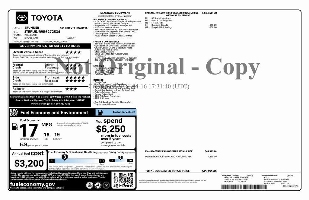 used 2024 Toyota 4Runner car, priced at $43,973