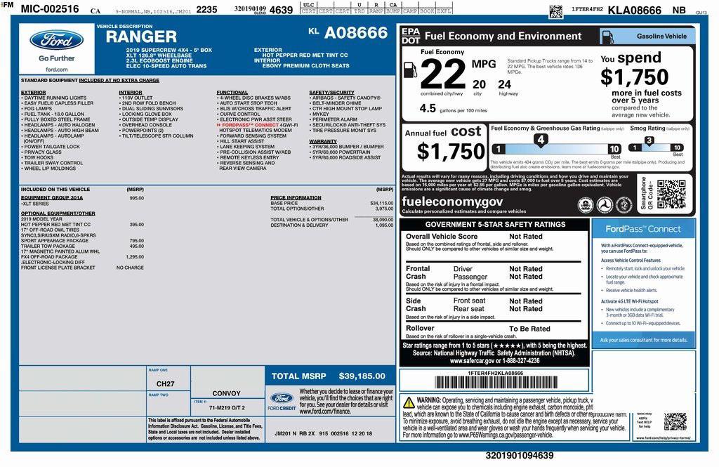 used 2019 Ford Ranger car, priced at $26,973