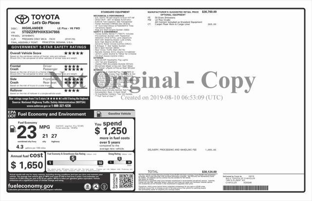 used 2019 Toyota Highlander car, priced at $21,973