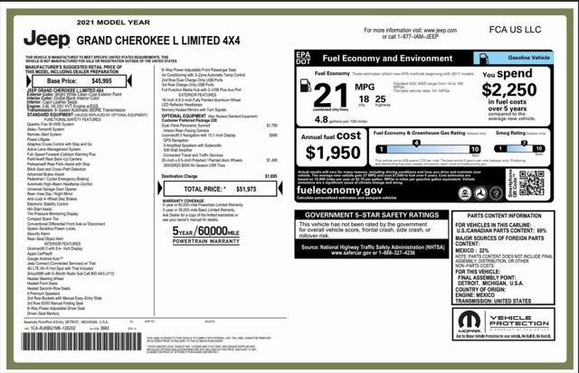used 2021 Jeep Grand Cherokee L car, priced at $26,975