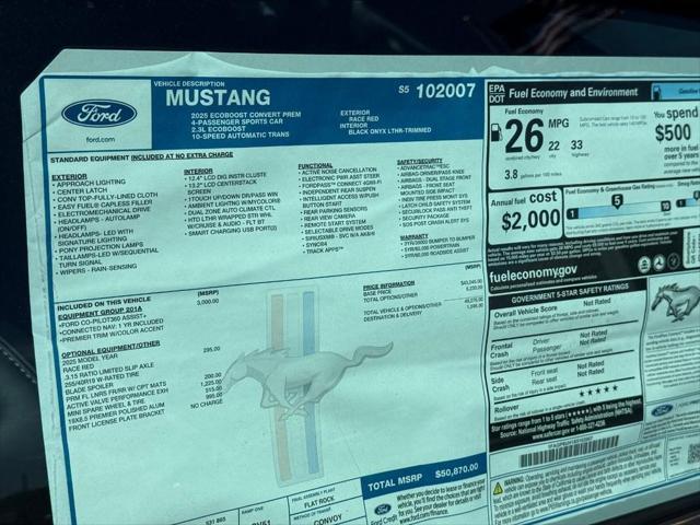 new 2025 Ford Mustang car, priced at $50,870
