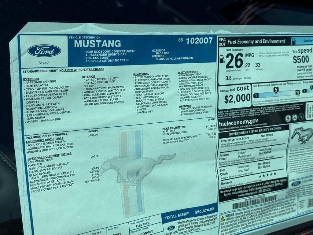new 2025 Ford Mustang car, priced at $43,870