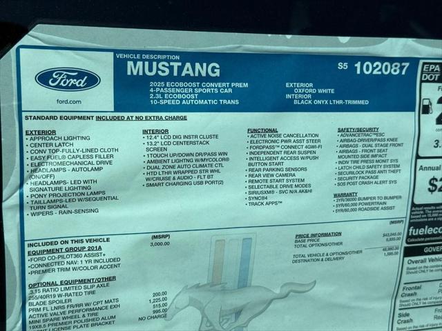 new 2025 Ford Mustang car, priced at $50,575