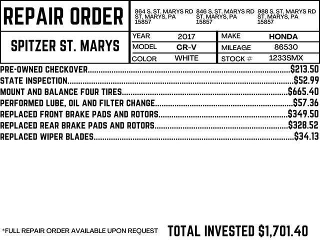 used 2017 Honda CR-V car, priced at $17,500