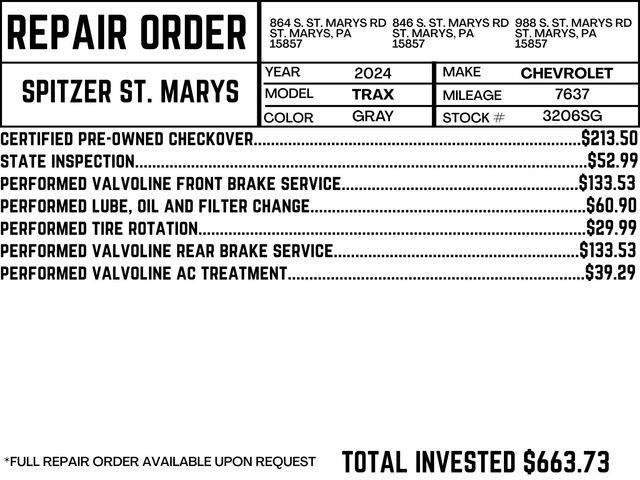 used 2024 Chevrolet Trax car, priced at $22,453
