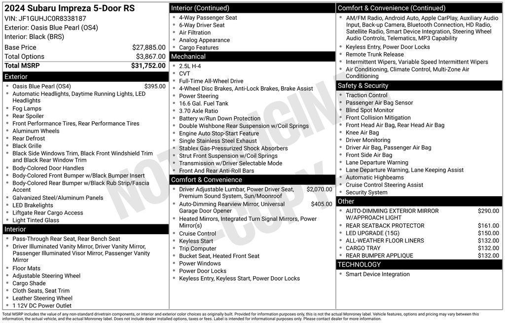 used 2024 Subaru Impreza car, priced at $26,561