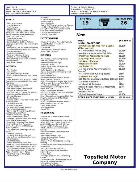 used 2025 Mercedes-Benz GLE 350 car, priced at $68,995