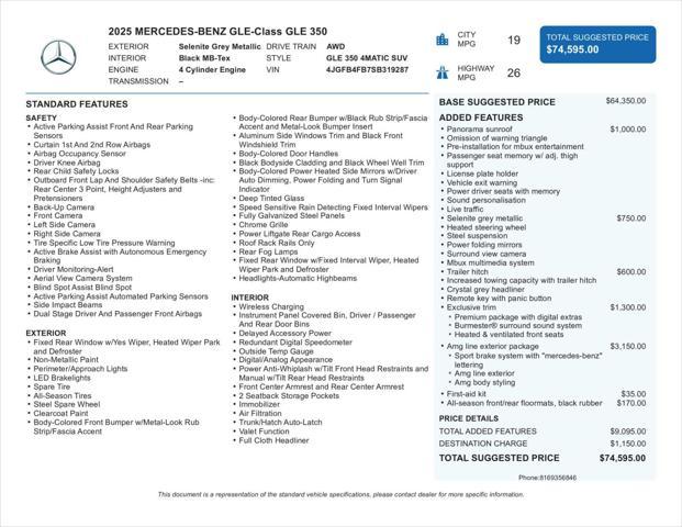 used 2025 Mercedes-Benz GLE 350 car, priced at $63,995