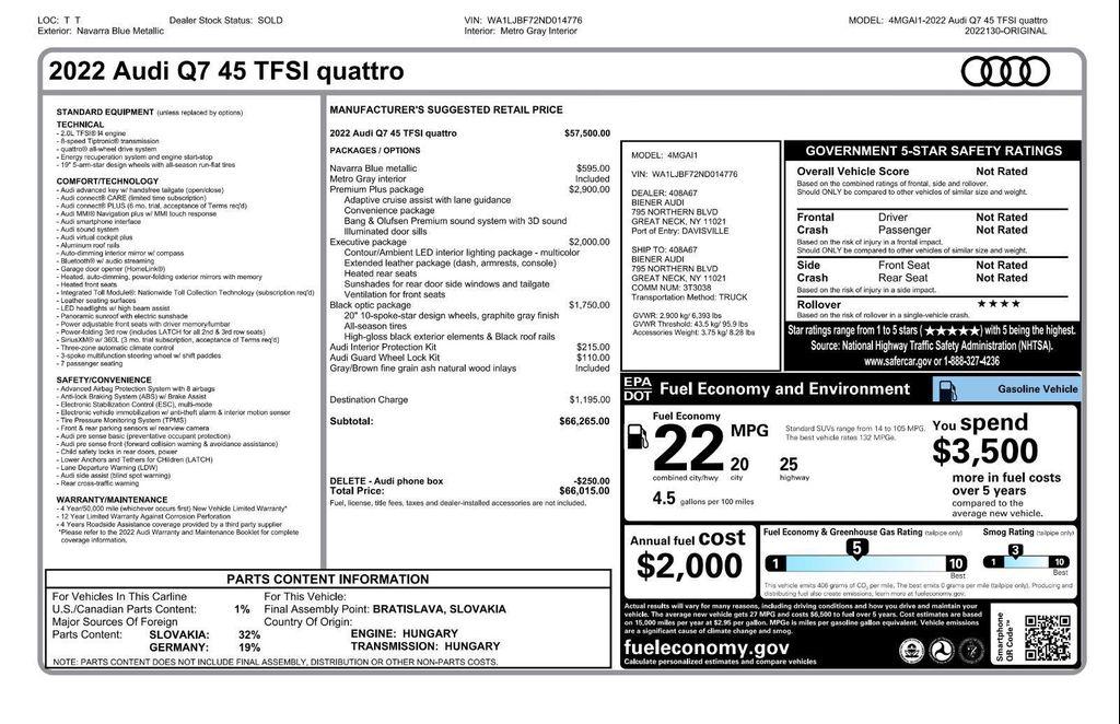 used 2022 Audi Q7 car, priced at $41,495