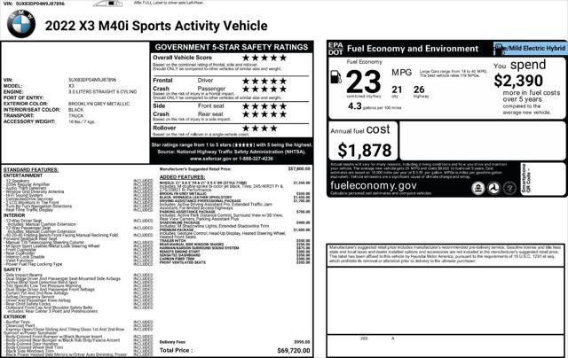 used 2022 BMW X3 car, priced at $52,887