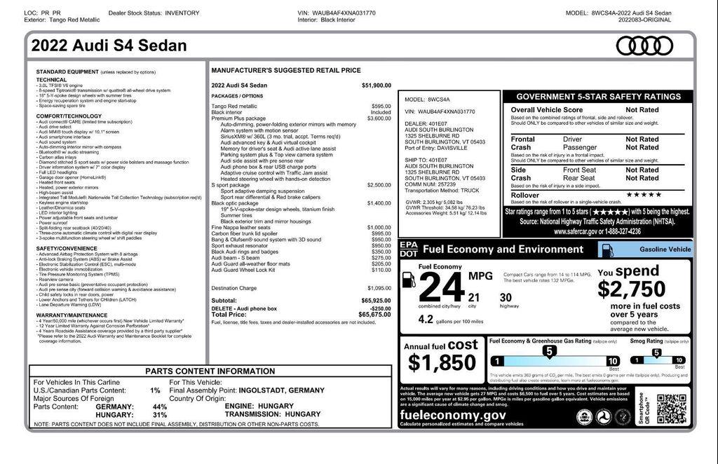 used 2022 Audi S4 car, priced at $45,995