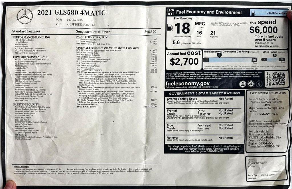 used 2021 Mercedes-Benz GLS 580 car, priced at $59,995