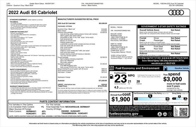 used 2022 Audi S5 car, priced at $50,995