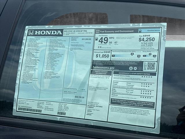 new 2025 Honda Civic Hybrid car, priced at $33,100
