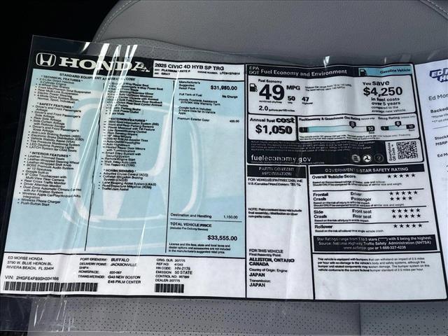 new 2025 Honda Civic Hybrid car, priced at $43,850