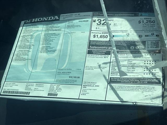 new 2025 Honda Accord car, priced at $30,778