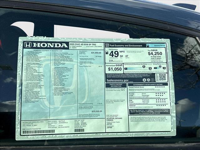 new 2025 Honda Civic Hybrid car, priced at $31,628