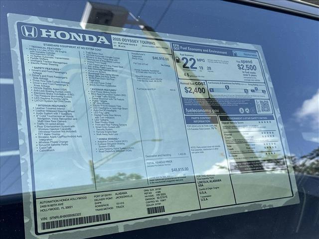 new 2025 Honda Odyssey car, priced at $48,815