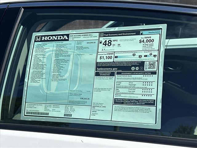 new 2025 Honda Accord Hybrid car, priced at $34,787