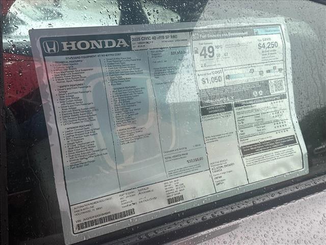new 2025 Honda Civic Hybrid car, priced at $33,555