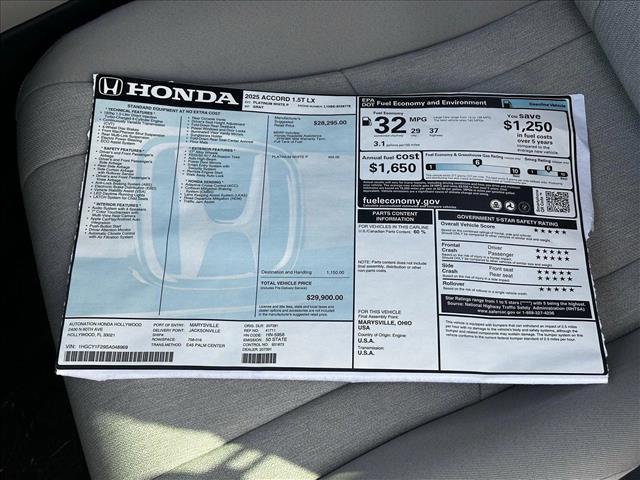 new 2025 Honda Accord car, priced at $28,756