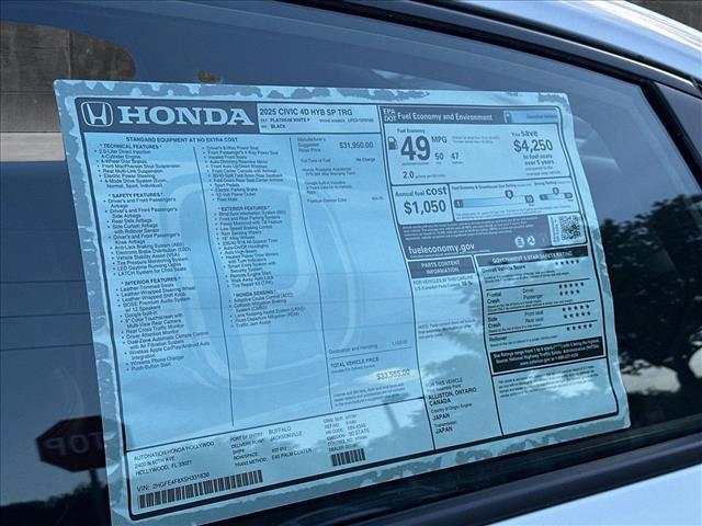 new 2025 Honda Civic Hybrid car, priced at $33,555