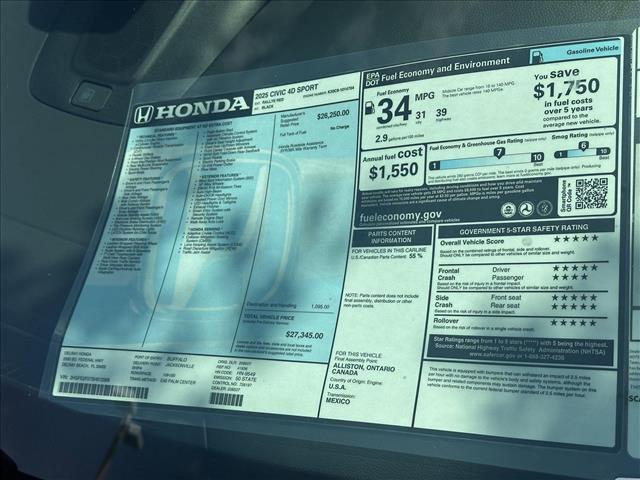 new 2025 Honda Civic car, priced at $27,345